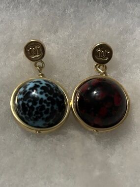 CC Two-Tone Dome Drop Earrings